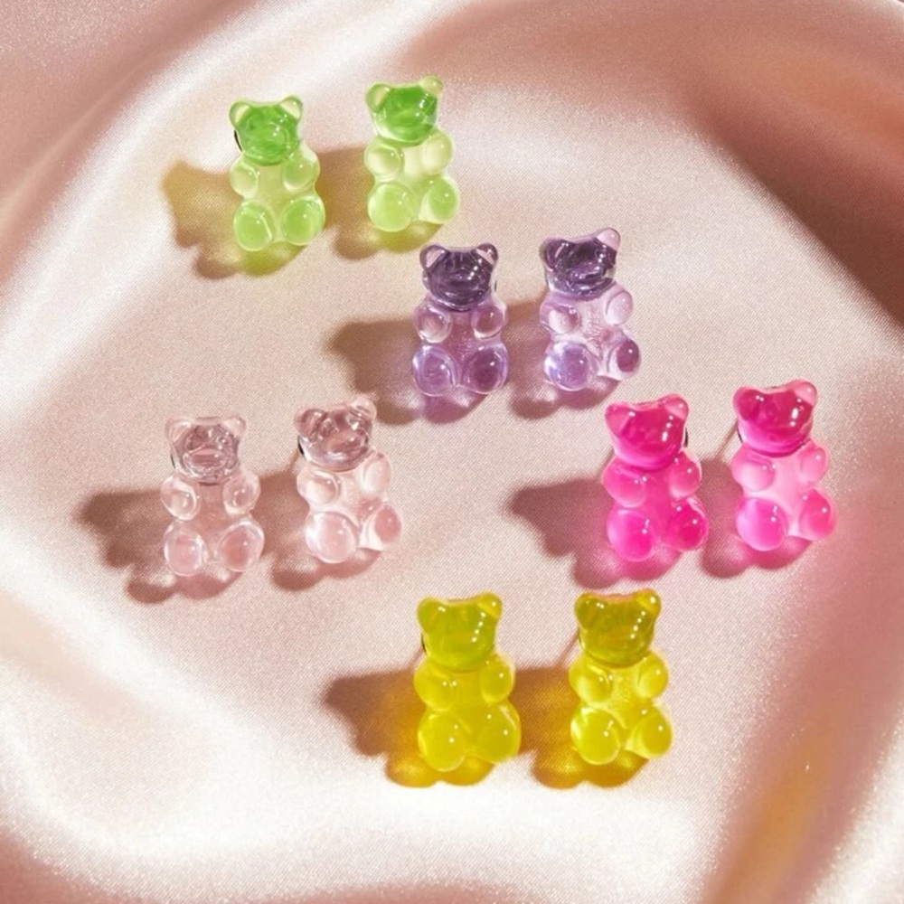 2/$10 NEW! Cartoon Mini Gummy Bears Earring Studs Bear Shaped Cute